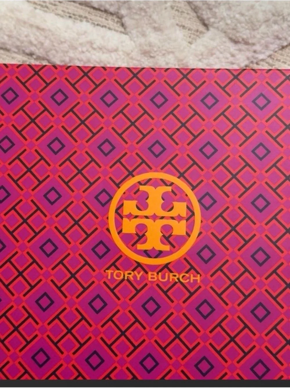 Tory Burch Black and Cream Woven Slide Sandals With Tory Burch Box and Bag